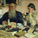 Leo Tolstoy with his wife in Yasnaya Polyana